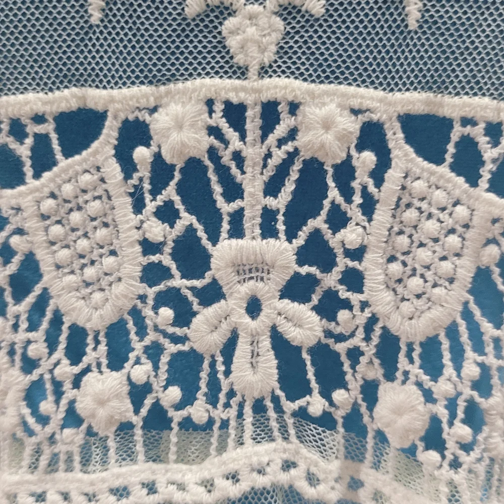 Elegant Blue and White Lace Women Top - Picture 3 of 3